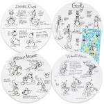 Disney Sketchbook Dinner Plate Set of 4 - Bundle with 10.5" Microwave and Dishwasher Safe Dinnerware Featuring Mickey, Minnie, Donald, Pluto Plus Stickers | Disney Dinner Plate 4 Pack