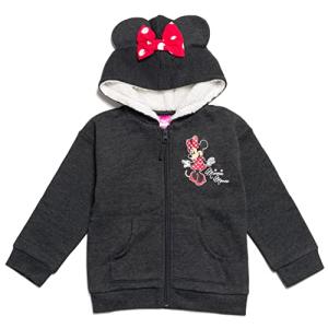 Disney Minnie Mouse Little Boy Girl Kids Fleece Zip Up Hoodie Red/Gray 6