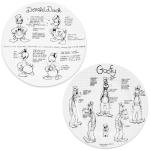 Disney Sketchbook Dinner Plate Set of 4 - Bundle with 10.5" Microwave and Dishwasher Safe Dinnerware Featuring Mickey, Minnie, Donald, Pluto Plus Stickers | Disney Dinner Plate 4 Pack