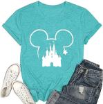 Magical Shirt for Women Funny Castle Graphic Print Happiest Place On Earth T Shirt Summer Basic Short Sleeve Travel Trip Tee Tops(Mint Green M)