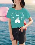Magical Shirt for Women Funny Castle Graphic Print Happiest Place On Earth T Shirt Summer Basic Short Sleeve Travel Trip Tee Tops(Mint Green M)