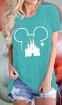 Magical Shirt for Women Funny Castle Graphic Print Happiest Place On Earth T Shirt Summer Basic Short Sleeve Travel Trip Tee Tops(Mint Green M)