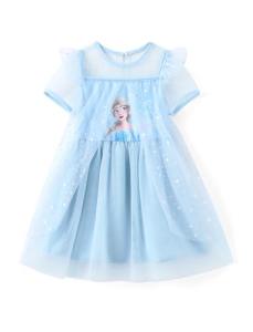 Disney Frozen Dress Elsa Dress for Girls Sparkle Tulle Ruffle Dresses for Toddler Girls Casual Toddler Dresses Blue Dress 3-4T