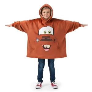 Disney Cars Lightning McQueen Tow Mater Sherpa Lined Oversized Hoodie with Pockets for Big Kid One Size (Fits Sizes 4 to 10) Brown