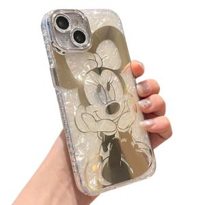 Lastma for iPhone 15 Case Bling Camera Lens Protection Glitter Bling Cute Pattern Printed Design Soft Bumper Hard Back Shockproof Protective Case for Girls and Women, Sparkly Minnie