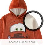 Disney Cars Lightning McQueen Tow Mater Sherpa Lined Oversized Hoodie with Pockets for Big Kid One Size (Fits Sizes 4 to 10) Brown