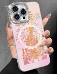 Toycamp for iPhone 15 ProMax Case - Compatible with Magsafe Aesthetic Cute Holographic i 15 Pro Max Case with Diamond Bling Lens Protector for Apple 15ProMax Cover for Women Girls, Fireworks Castle