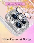 Toycamp for iPhone 15 ProMax Case - Compatible with Magsafe Aesthetic Cute Holographic i 15 Pro Max Case with Diamond Bling Lens Protector for Apple 15ProMax Cover for Women Girls, Fireworks Castle