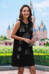 BANGELY Magical Women Dress Love Castle Graphic Magic Princess Family Vacation Party Sleeveless Knee Length Outfit Black