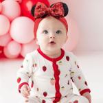 BBGifts 3PCS Baby Girl Mouse Ears Headbands with Sequin Bow, 4.5inches Wide Nylon Turban Hairband, Theme Park Headwear, Hair Bow Headband for Toddler, Kids, Party Supplies