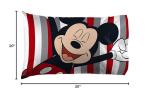 Jay Franco Disney Mickey Mouse Stripes 1 Pack Pillowcase - Double-Sided Kids Super Soft Bedding