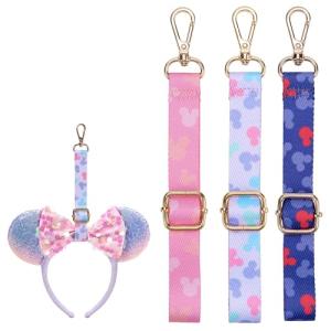 EQVYG 3PCS Mouse Ear Holder for Backpack Theme Park Trip Essentials Bag Charm Adjustable Keychain Colorful Lanyard Organizer Decor Pink Purple