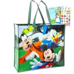 Disney Mickey Mouse Tote Bag Set - Bundle with Extra Large Mickey Reusable Tote Bag Plus Mickey Stickers, Bookmark, More | Mickey Grocery Bag for Kids, Adults