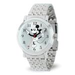 Disney Vintage Mickey Mouse Watch for Men, Classic Mickey Watch, Watches for Men, Stylish Watches, Timeless Mouse Timepiece Him, Silver Dial & Case, Stainless Steel Strap