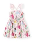 Disney Princess Toddler Girls Dress Light Pink Ruffle Sleeveless Criss Cross Strap Floral Print Sundress Birthday Kids Summer Outfit Clothes 4-5T
