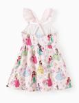 Disney Princess Toddler Girls Dress Light Pink Ruffle Sleeveless Criss Cross Strap Floral Print Sundress Birthday Kids Summer Outfit Clothes 4-5T