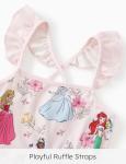 Disney Princess Toddler Girls Dress Light Pink Ruffle Sleeveless Criss Cross Strap Floral Print Sundress Birthday Kids Summer Outfit Clothes 4-5T