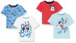 Amazon Essentials Disney | Marvel | Star Wars Boys' Short-Sleeve T-Shirts, Pack of 4, Mickey Print, Medium
