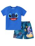 Disney Lilo & Stitch Boys Swim Set Pool Swimsuit Pool Bathing Suit Blue Kids Swimwear Set Summer Rash Guard Shirts & Swim Trunks Blue Little Boy Swimming Clothes UPF 50+ 2 Pieces Outfit 4-5 Years