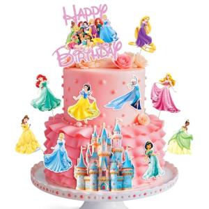 Princess Cake Topper, Princess Cake Decorations Prin cess Cake Toppers, Fantastic Happy Birthday Prin cess Cake Topper, Prin cess Cake Toppers for Girls Birthday Baby Shower Party