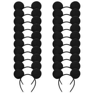 20 Pack Mouse Ears Solid Black ears Headband for Birthday Party Supplies and Mouse Themed costume Cosplay Decoration