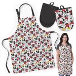 Best Brands Disney Apron & Oven Mitts Set – 3 Piece Bundle with 1 Cotton Kitchen Apron for Cooking & 2 Heat Resistant Pot Holders