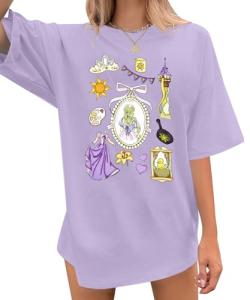 Oversized Magical Shirt Women Princess T-Shirt Magic Kingdom Shirts Family Vacation Castle Tee Tops Purple