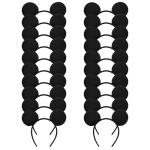 20 Pack Mouse Ears Solid Black ears Headband for Birthday Party Supplies and Mouse Themed costume Cosplay Decoration