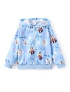 Disney Frozen Elsa&Anna Toddler Girl Zip Up Hoodie Light Blue Olaf Print Zipper Sweatshirt Jacket School Birthday Fall Winter Coat 5-6Y