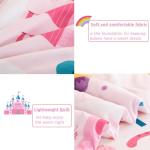 PERFEMET 4 Pieces Girls Toddler Bedding Set Pink Castle Fairy Tales Toddler Comforter Set Reversible Colorful Rainbow Princess Printed Toddler Bed Set with Sheets(Pink, Castle)