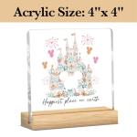 Vintage Magic Kingdom Decor, Princess Castle Decoration, Magical Castle Floral Decorations, Mouse And Friends Decor, Family Vacation Decoration Family Trip Spring Acrylic Office Desk Decorative Sign