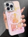 Toycamp for iPhone 16 Pro Max Case - Compatible with Magsafe Aesthetic Cute Fireworks Castle Holographic i 16 ProMax Case with Diamond Bling Lens Protector for Apple 16 Pro Max Cover for Women Girls