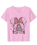 Magical Shirt for Women Magic Kingdom Tshirt Family Holiday Vacation Castle Graphic Tee Tops(M,pink-1-229)