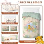 Jay Franco Kids Comforter Set Includes Sheets and Pillow Covers - Soft and Cozy Bed Set for Stylish Room Decor, Multi - Lion King, 7 Piece Full Size Bedding