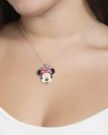 Disney Minnie Mouse Necklace and Stud Earrings for Women Official License, Fashion Jewelry Set with Red Chain and Enamel