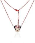 Disney Minnie Mouse Necklace and Stud Earrings for Women Official License, Fashion Jewelry Set with Red Chain and Enamel