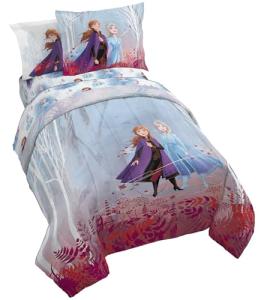 Disney Frozen 2 Forest Spirit 5 Piece Twin Bed Set - Includes Reversible Comforter & Sheet Set - Bedding Features Elsa & Anna - Super Soft Fade Resistant Microfiber - (Official Disney Product)