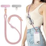 SURPHY Phone Lanyard for Cellphone Case, Phone Strap Crossbody with 2 Pack Tether Tab, Premium Metal Buckles, Cellphone Lanyard Crossbody for Women and Men, Pink & Purple