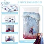 Disney Frozen 2 Forest Spirit 5 Piece Twin Bed Set - Includes Reversible Comforter & Sheet Set - Bedding Features Elsa & Anna - Super Soft Fade Resistant Microfiber - (Official Disney Product)