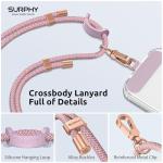 SURPHY Phone Lanyard for Cellphone Case, Phone Strap Crossbody with 2 Pack Tether Tab, Premium Metal Buckles, Cellphone Lanyard Crossbody for Women and Men, Pink & Purple