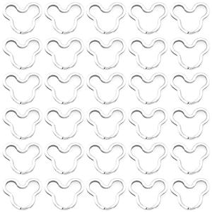 Lind Kitchen 30PCS Mickey Mouse Shape Key Rings, Crafts DIY Keychain Metal Key Rings for Home Car Office Organization, Arts Crafts Projects (Nickel)