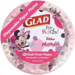 Glad for Kids Disney Mickey and Friends Pink Minnie Disposable Paper Plates, Heavy Duty Soak Proof Microwave Safe Plates for Snacks, Meals, Parties, Everyday Use, Pink, 8.5 Inch, 40 Count