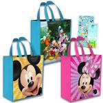 Disney Mickey & Minnie Mouse Tote Bag Set - 3 Classic Disney Reusable Grocery Bags, Travel Totes, for Party Favor Supplies, Plus Stickers