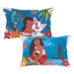 NoJo Disney Moana 2 Ocean Sisters 4 Piece Toddler Bed Set - Comforter, Fitted Bottom Sheet, Flat Top Sheet, Reversible Pillowcase, Aqua, and Orange