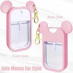 CKONXE Mouse Design Silicone Case Compatible with Touchland Hand Sanitizer Spray 1 fl oz, Silicone Protective Case Holder with Keychain for Power Mist and Glow Mist, Pink