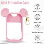 CKONXE Mouse Design Silicone Case Compatible with Touchland Hand Sanitizer Spray 1 fl oz, Silicone Protective Case Holder with Keychain for Power Mist and Glow Mist, Pink