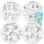 Disney Sketchbook Dinner Plate Set of 4 - Bundle with 10.5" Microwave and Dishwasher Safe Dinnerware Featuring Mickey, Minnie, Donald, Pluto Plus Stickers | Disney Dinner Plate 4 Pack