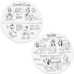 Disney Sketchbook Dinner Plate Set of 4 - Bundle with 10.5" Microwave and Dishwasher Safe Dinnerware Featuring Mickey, Minnie, Donald, Pluto Plus Stickers | Disney Dinner Plate 4 Pack