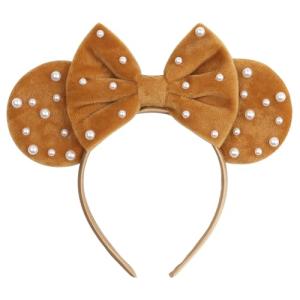 zhezesmila Mouse Ears Pearl Headband Mouse Hair Bow Headband for Women Hair Band Jewelry Accessory for Princess Costume Holiday Park Travel