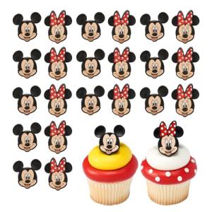 DecoPac Disney's Mickey Mouse and Minnie Mouse Rings, 24 Classic Disney Cupcake Decorations, Cake Toppers For Birthday, Parties, Celebrations - 24 Pack